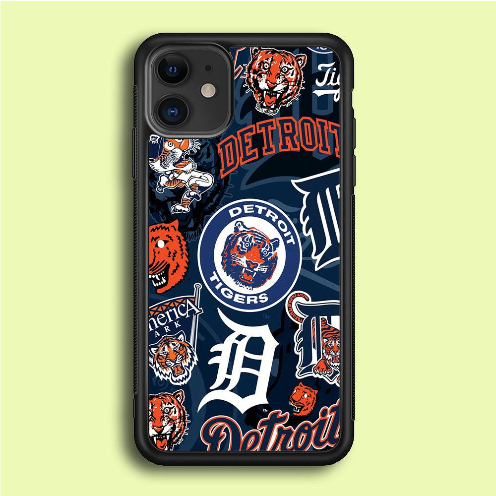 Baseball Detroit Tigers MLB 002 iPhone 12 Case-Rubber / Black (2D Case)-Xtracase