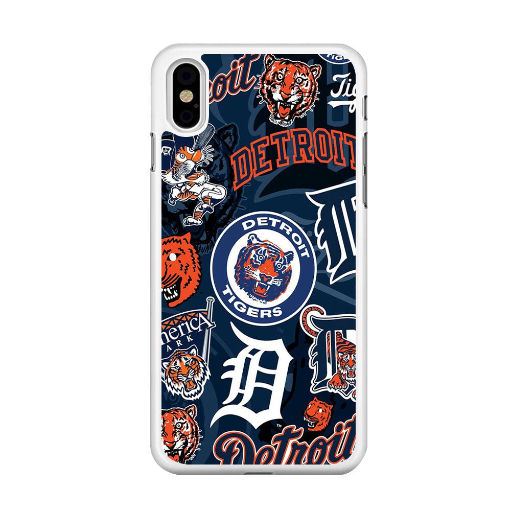 Baseball Detroit Tigers MLB 002 iPhone Xs Case-Rubber / White (2D Case)-Xtracase