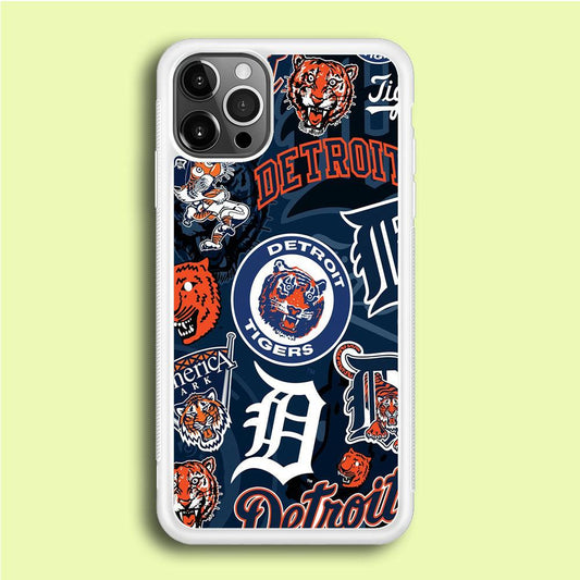 Baseball Detroit Tigers MLB 002 iPhone 12 Pro Case-Rubber / White (2D Case)-Xtracase