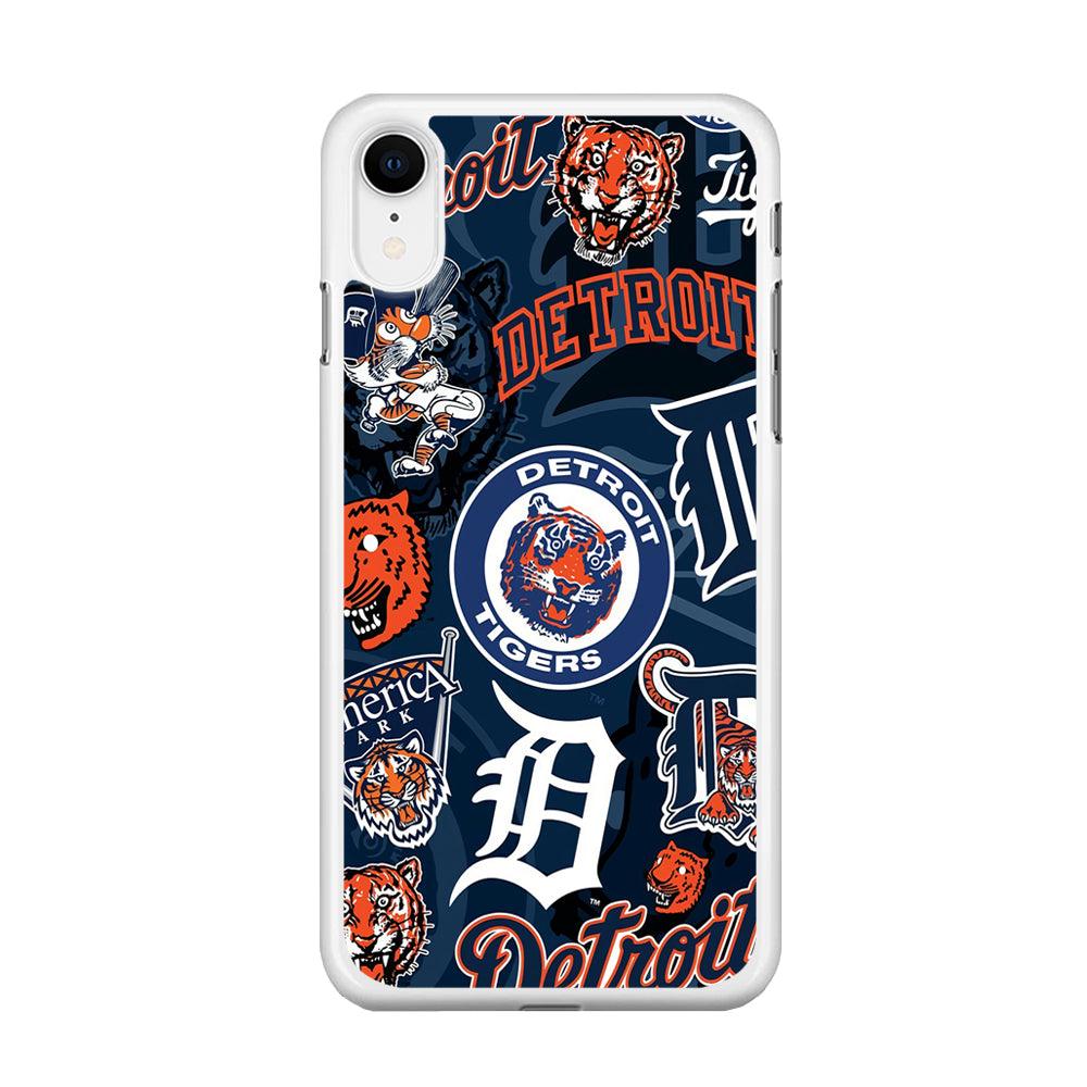 Baseball Detroit Tigers MLB 002 iPhone XR Case-Rubber / White (2D Case)-Xtracase