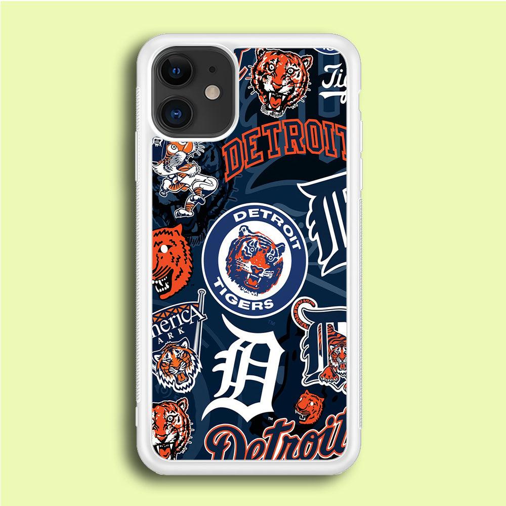 Baseball Detroit Tigers MLB 002 iPhone 12 Case-Rubber / White (2D Case)-Xtracase