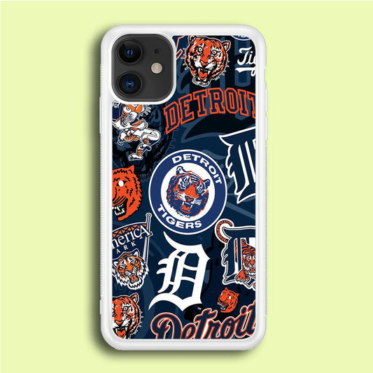 Baseball Detroit Tigers MLB 002 iPhone 12 Case-Rubber / White (2D Case)-Xtracase
