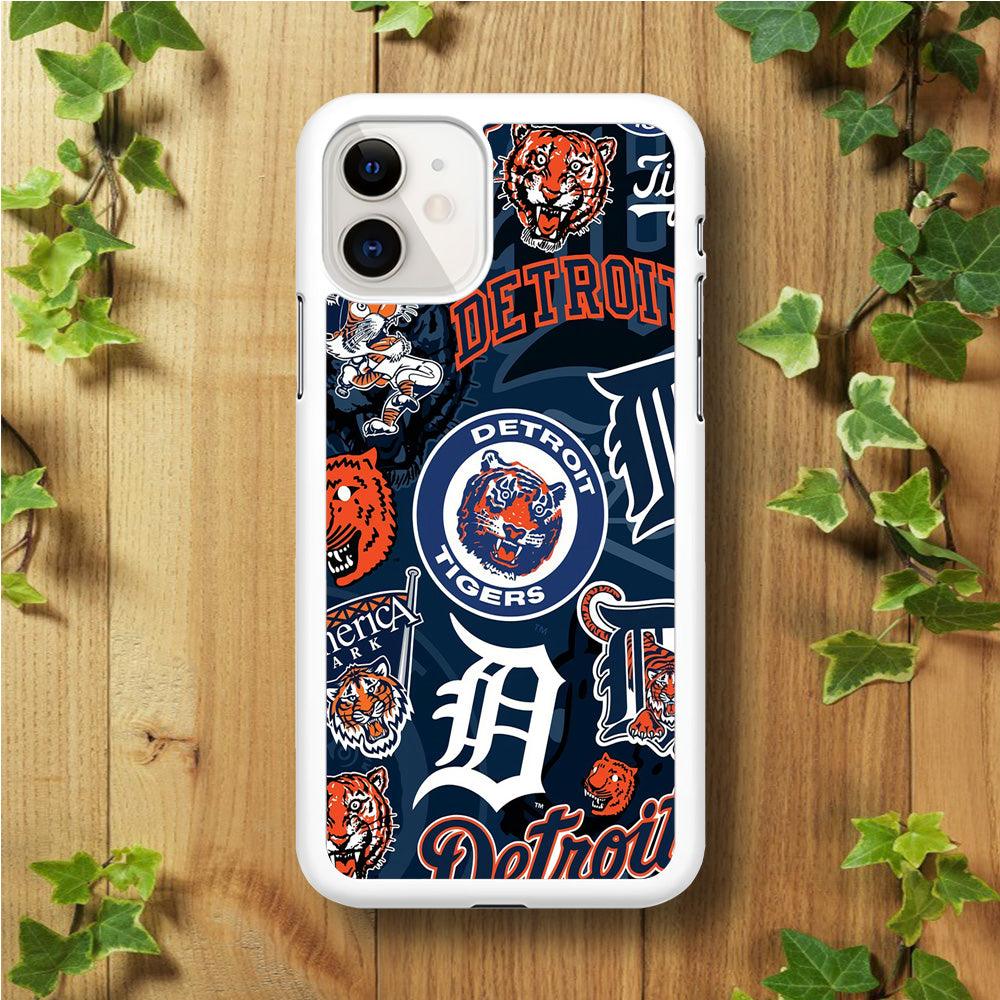 Baseball Detroit Tigers MLB 002 iPhone 11 Case-Rubber / White (2D Case)-Xtracase