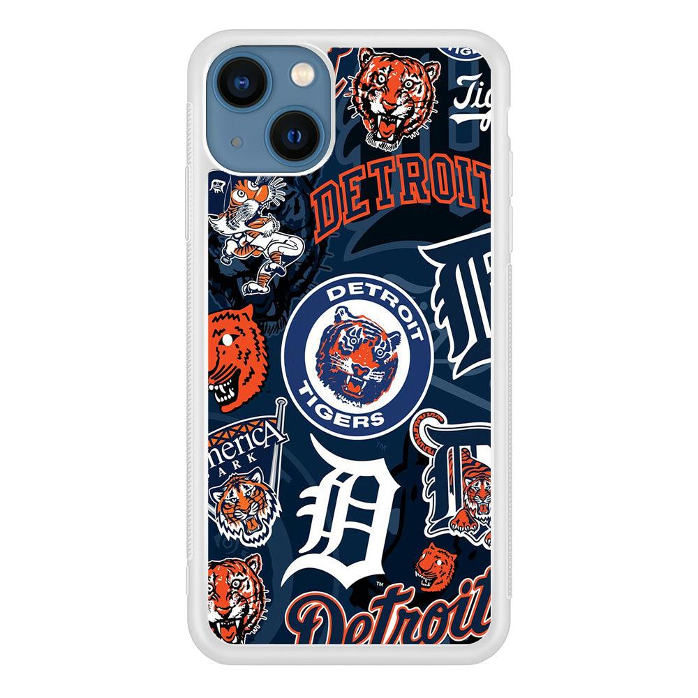 Baseball Detroit Tigers MLB 002 iPhone 13 Case-Rubber / White (2D Case)-Xtracase