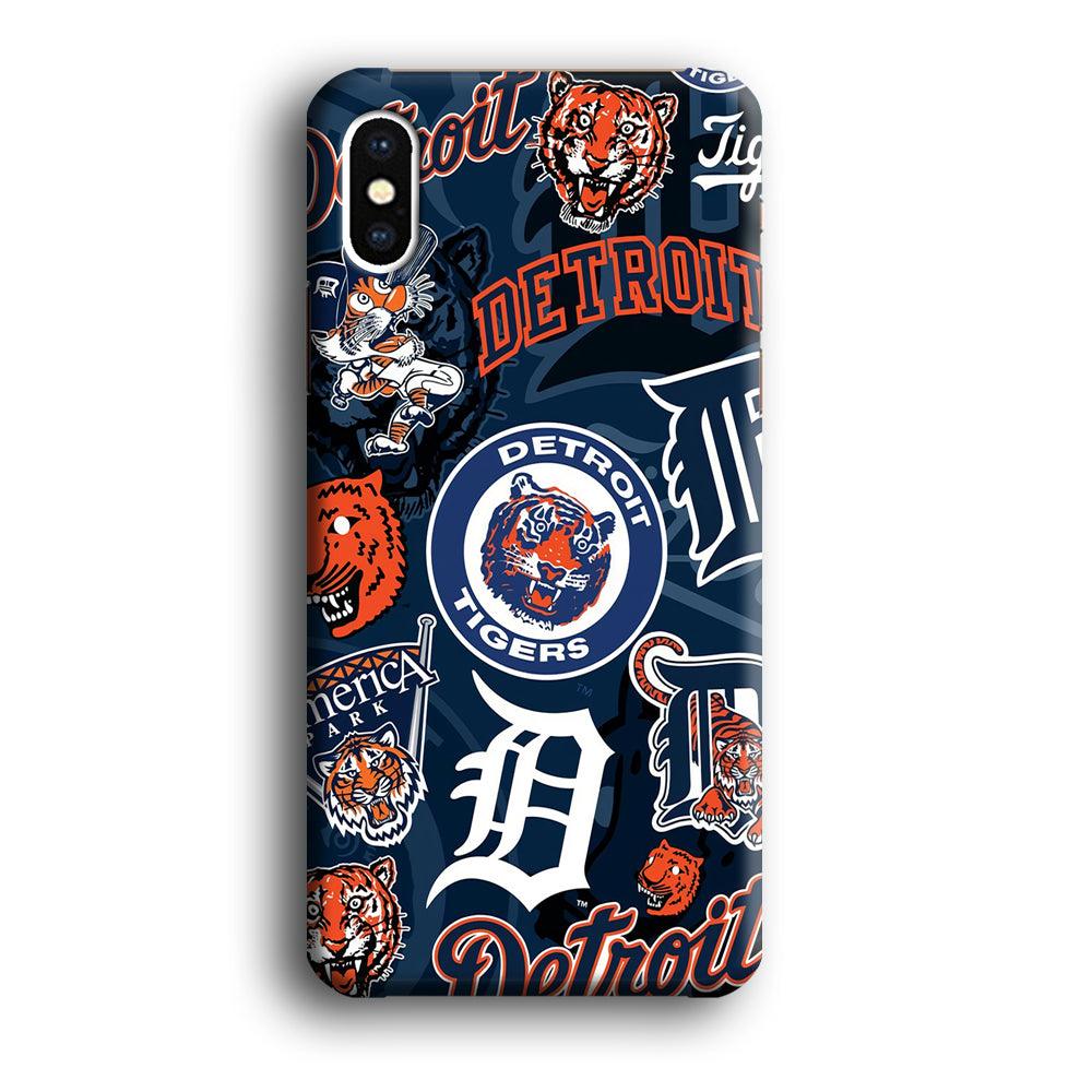 Baseball Detroit Tigers MLB 002 iPhone Xs Case-Plastic / Full Wrap (3D Case)-Xtracase