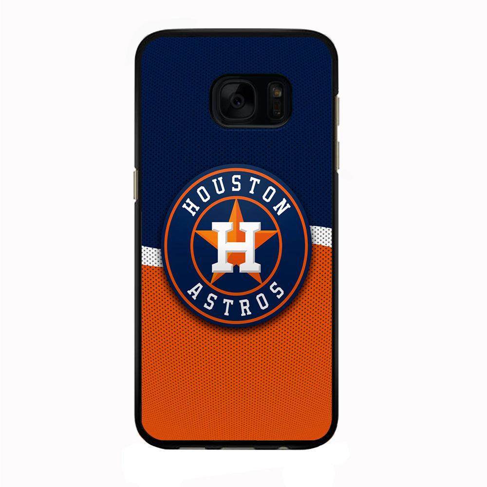 Baseball Houston Astros MLB 001 Samsung Galaxy S7 Edge Case-Rubber / Black (2D Case)-Xtracase