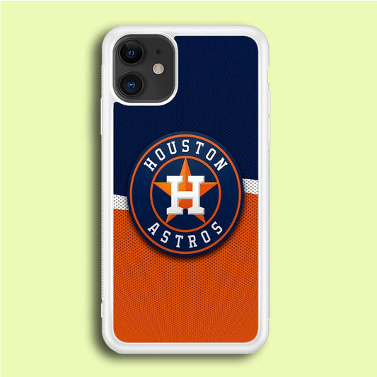 Baseball Houston Astros MLB 001 iPhone 12 Case-Rubber / White (2D Case)-Xtracase