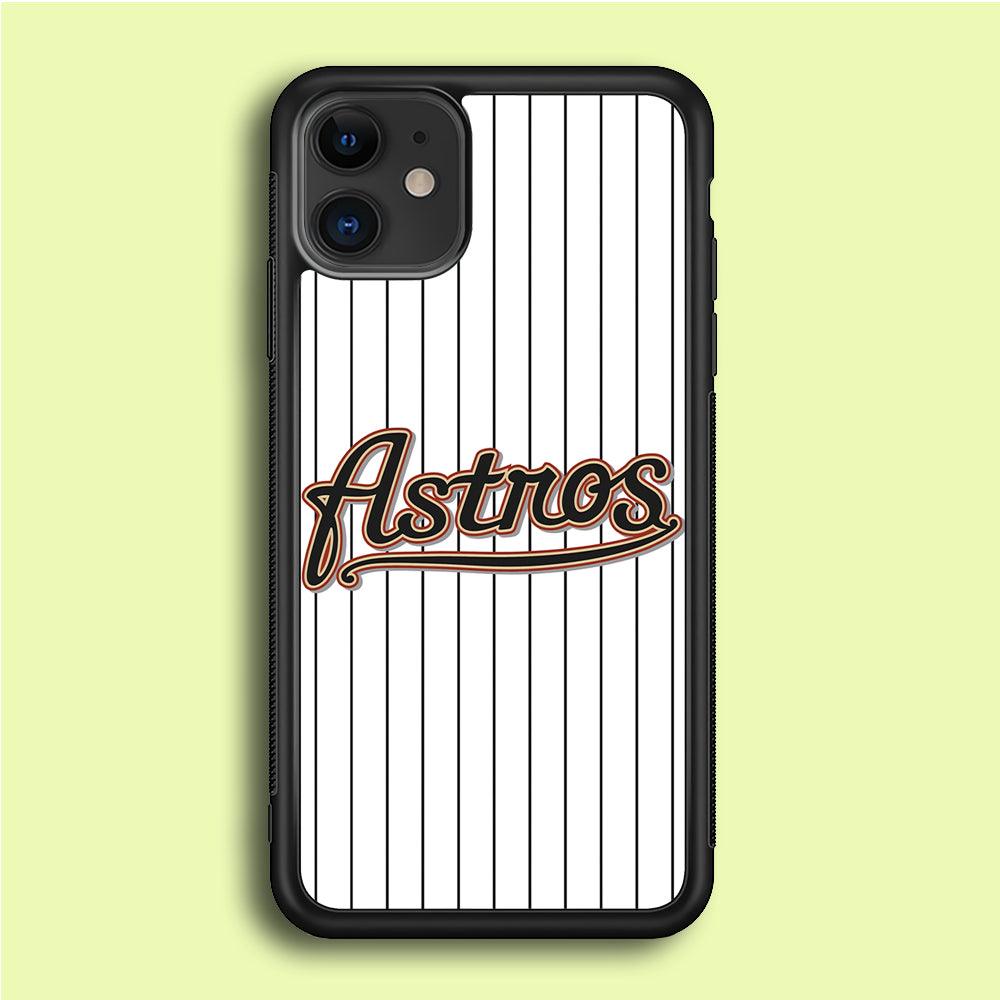 Baseball Houston Astros MLB 002 iPhone 12 Case-Rubber / Black (2D Case)-Xtracase