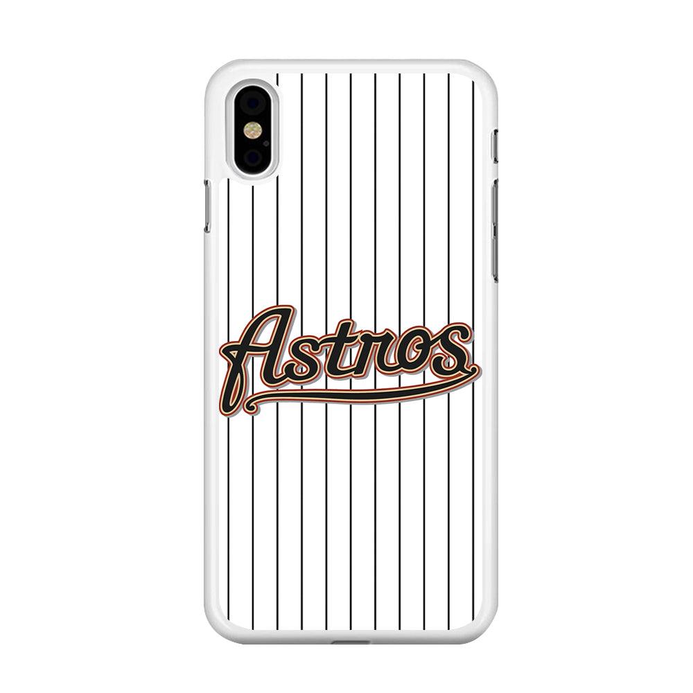 Baseball Houston Astros MLB 002 iPhone X Case-Rubber / White (2D Case)-Xtracase