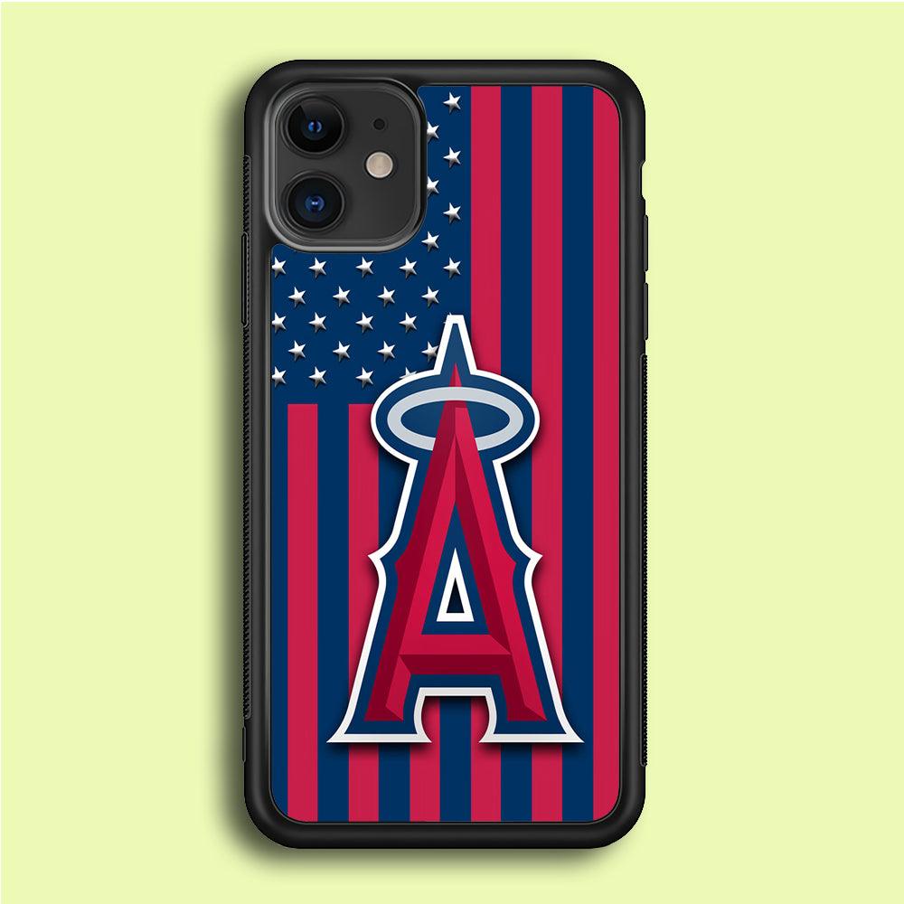 Baseball Los Angeles Angels MLB 001 iPhone 12 Mini Case-Rubber / Black (2D Case)-Xtracase
