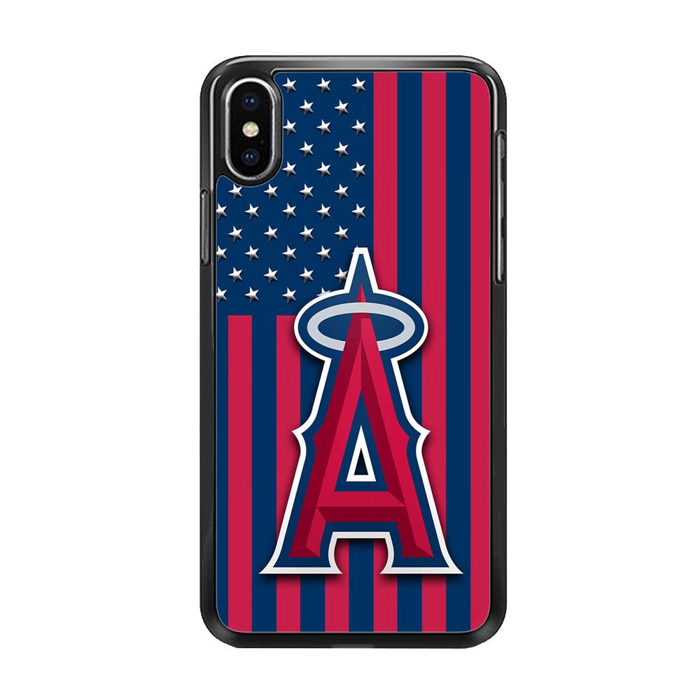Baseball Los Angeles Angels MLB 001 iPhone Xs Max Case-Rubber / Black (2D Case)-Xtracase