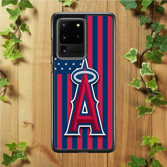 Baseball Los Angeles Angels MLB 001 Samsung Galaxy S20 Ultra Case-Rubber / White (2D Case)-Xtracase