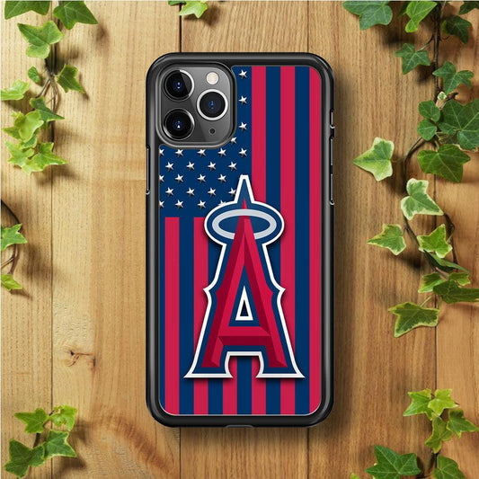 Baseball Los Angeles Angels MLB 001 iPhone 11 Pro Max Case-Rubber / Black (2D Case)-Xtracase