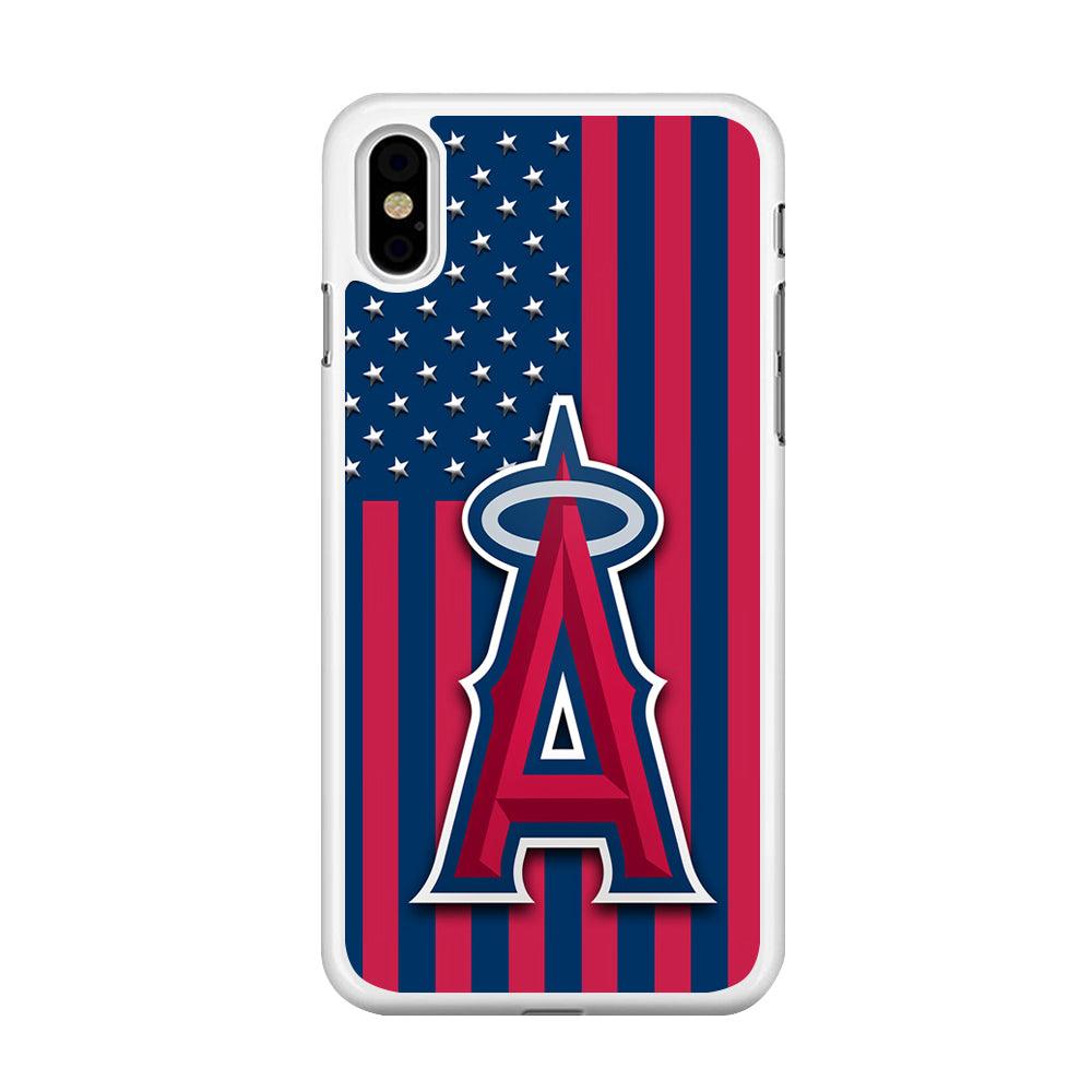 Baseball Los Angeles Angels MLB 001 iPhone Xs Max Case-Rubber / White (2D Case)-Xtracase