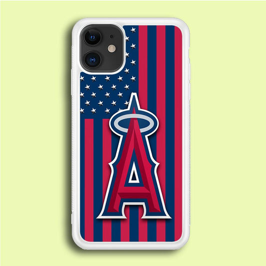 Baseball Los Angeles Angels MLB 001 iPhone 12 Case-Rubber / White (2D Case)-Xtracase