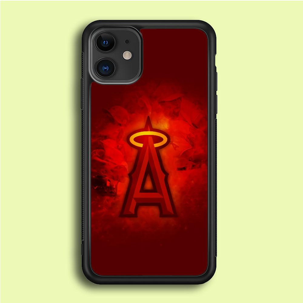 Baseball Los Angeles Angels MLB 002 iPhone 12 Mini Case-Rubber / Black (2D Case)-Xtracase