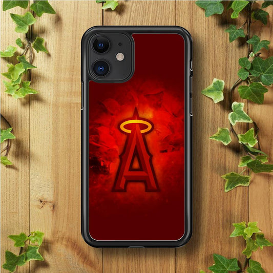 Baseball Los Angeles Angels MLB 002 iPhone 11 Case-Rubber / Black (2D Case)-Xtracase