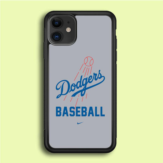 Baseball Los Angeles Dodgers MLB 002 iPhone 12 Case-Rubber / Black (2D Case)-Xtracase
