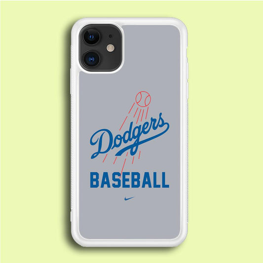Baseball Los Angeles Dodgers MLB 002 iPhone 12 Mini Case-Rubber / White (2D Case)-Xtracase