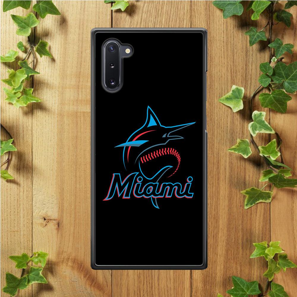 Baseball Miami Marlins MLB 001 Samsung Galaxy Note 10 Case-Rubber / White (2D Case)-Xtracase