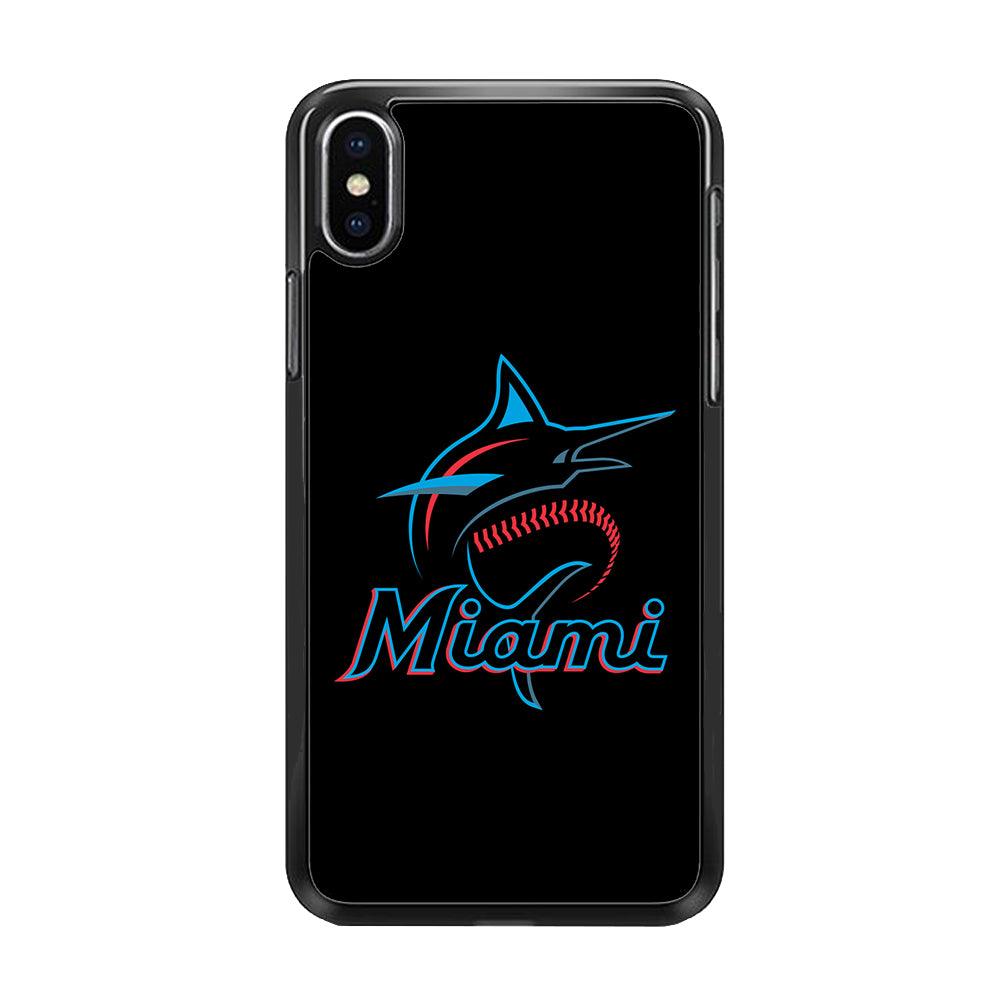 Baseball Miami Marlins MLB 001 iPhone Xs Case-Rubber / Black (2D Case)-Xtracase