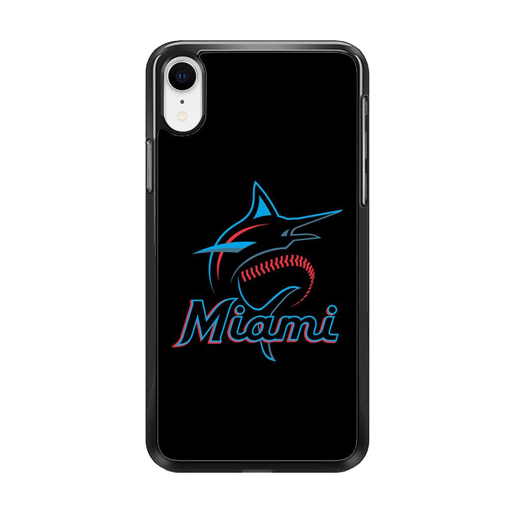 Baseball Miami Marlins MLB 001 iPhone XR Case-Rubber / Black (2D Case)-Xtracase