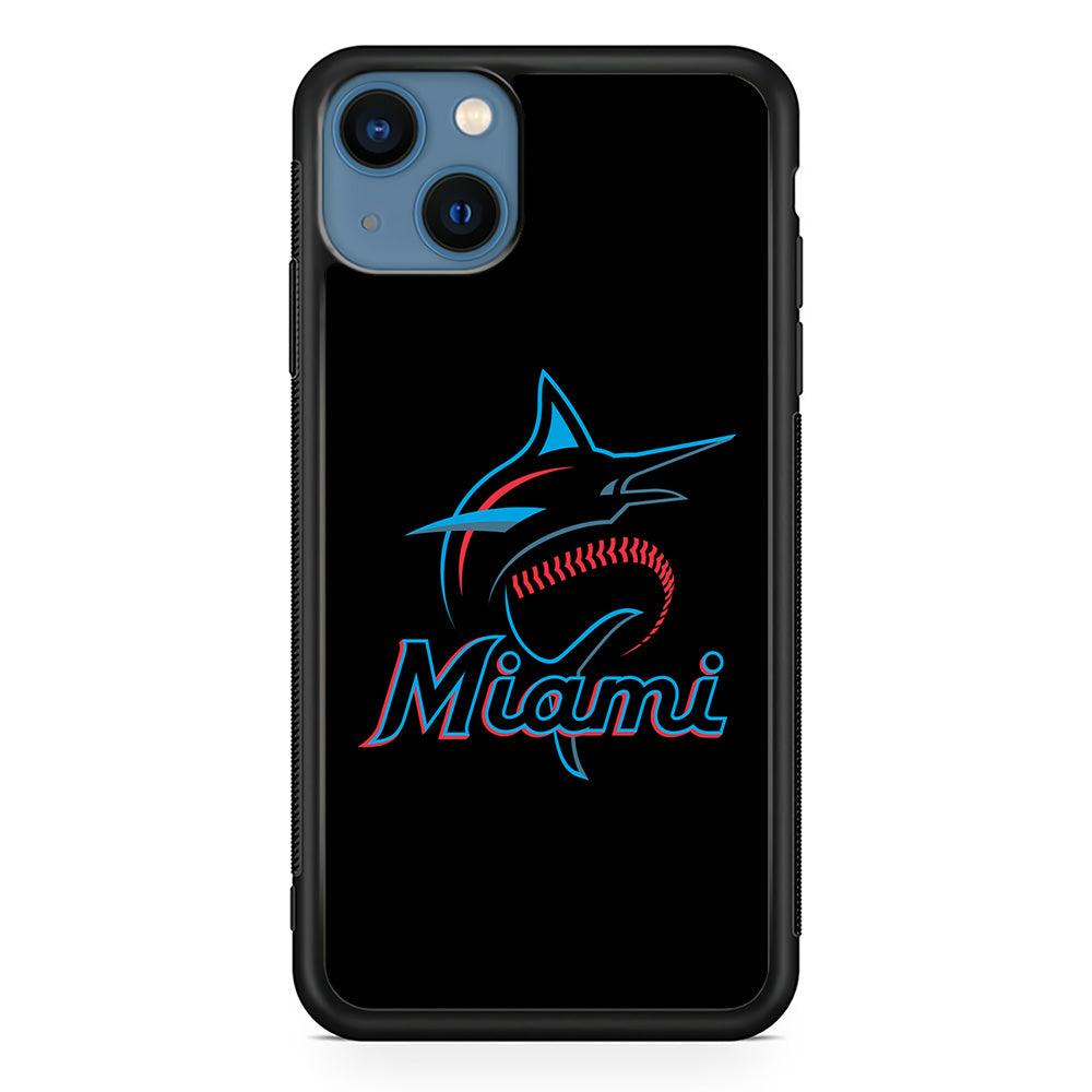 Baseball Miami Marlins MLB 001 iPhone 13 Mini Case-Rubber / Black (2D Case)-Xtracase