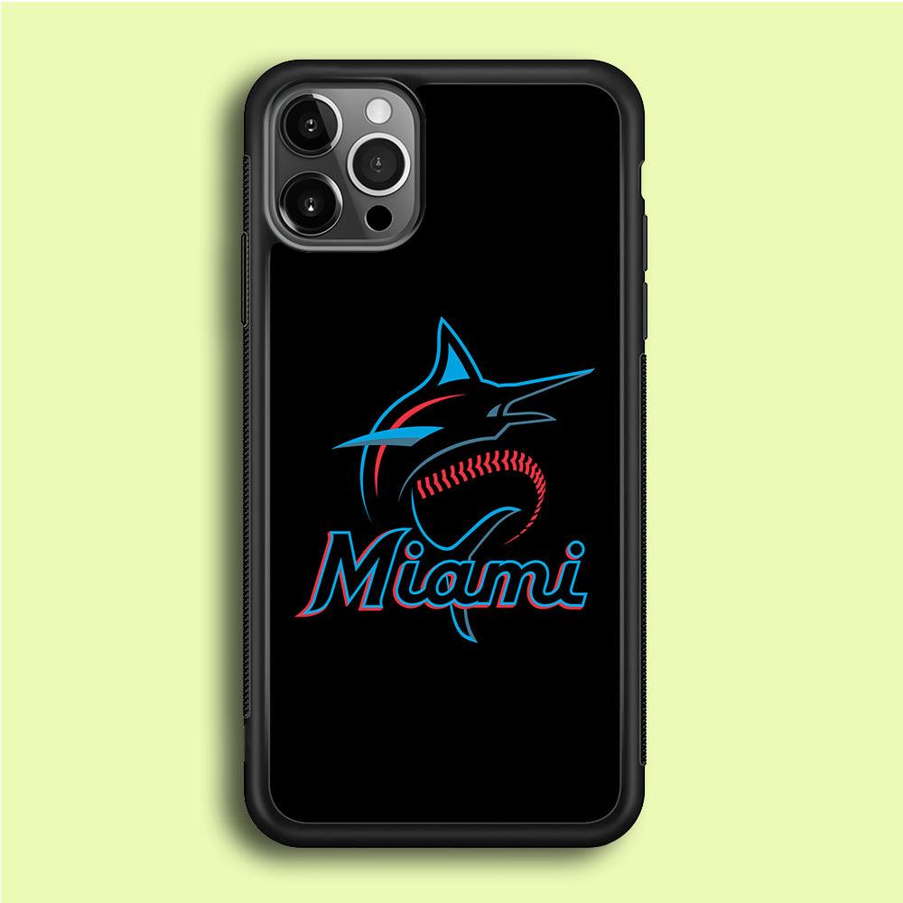 Baseball Miami Marlins MLB 001 iPhone 12 Pro Case-Rubber / Black (2D Case)-Xtracase