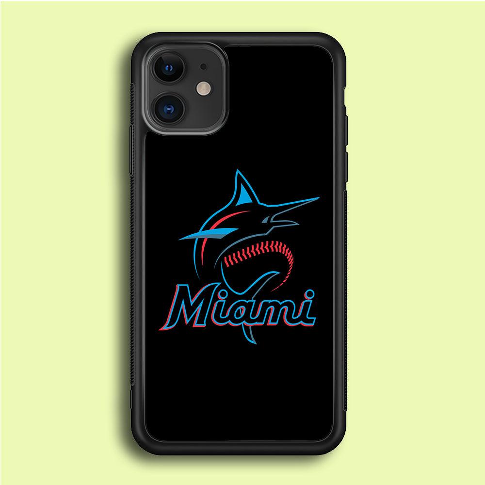 Baseball Miami Marlins MLB 001 iPhone 12 Mini Case-Rubber / Black (2D Case)-Xtracase