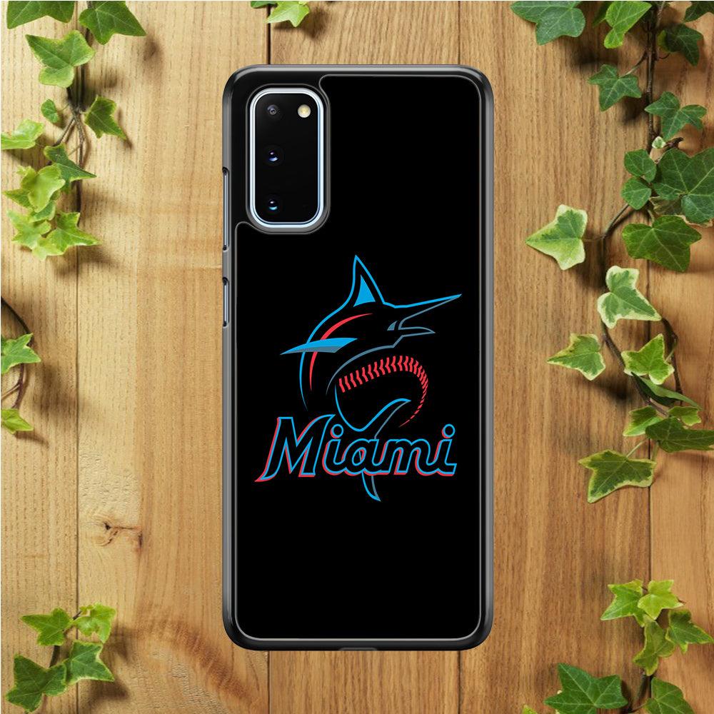 Baseball Miami Marlins MLB 001 Samsung Galaxy S20 Case-Rubber / White (2D Case)-Xtracase