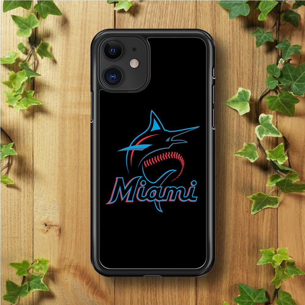 Baseball Miami Marlins MLB 001 iPhone 11 Case-Rubber / Black (2D Case)-Xtracase