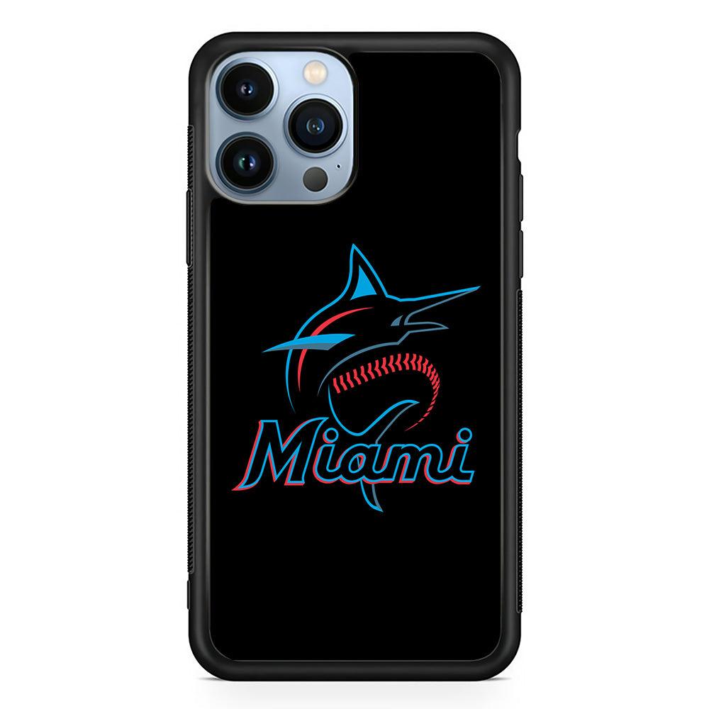 Baseball Miami Marlins MLB 001 iPhone 13 Pro Case-Rubber / Black (2D Case)-Xtracase