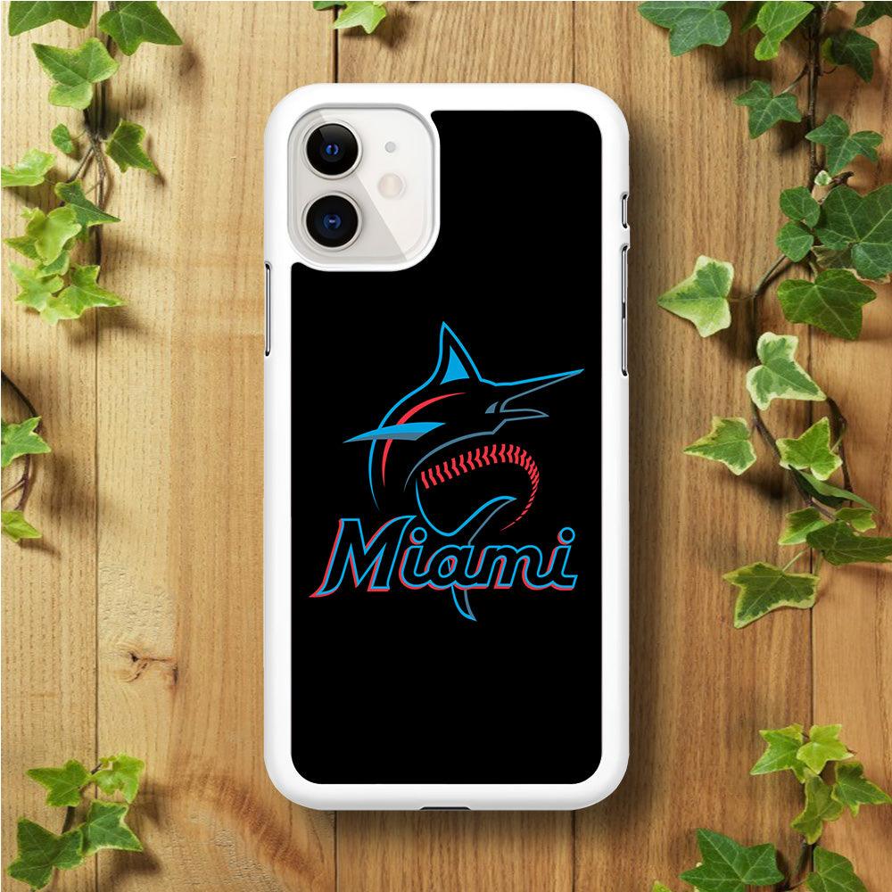 Baseball Miami Marlins MLB 001 iPhone 11 Case-Rubber / White (2D Case)-Xtracase