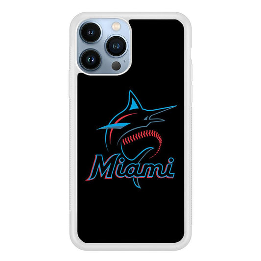 Baseball Miami Marlins MLB 001 iPhone 13 Pro Max Case-Rubber / White (2D Case)-Xtracase