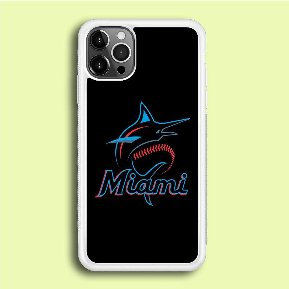 Baseball Miami Marlins MLB 001 iPhone 12 Pro Case-Rubber / White (2D Case)-Xtracase