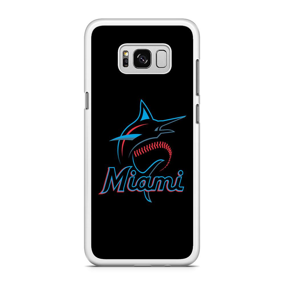 Baseball Miami Marlins MLB 001 Samsung Galaxy S8 Case-Rubber / White (2D Case)-Xtracase