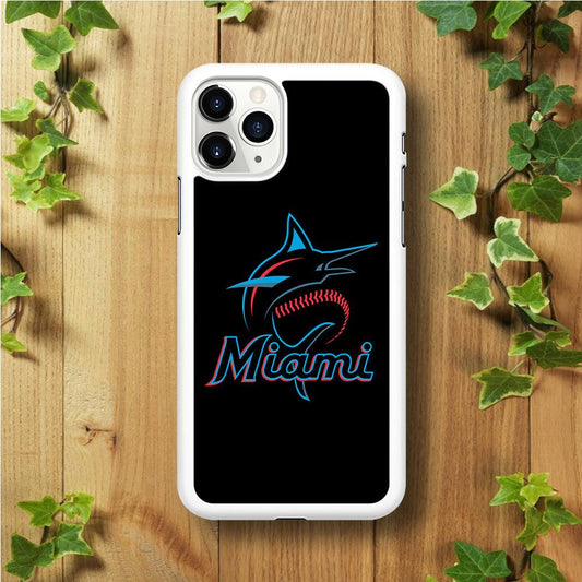 Baseball Miami Marlins MLB 001 iPhone 11 Pro Max Case-Rubber / White (2D Case)-Xtracase