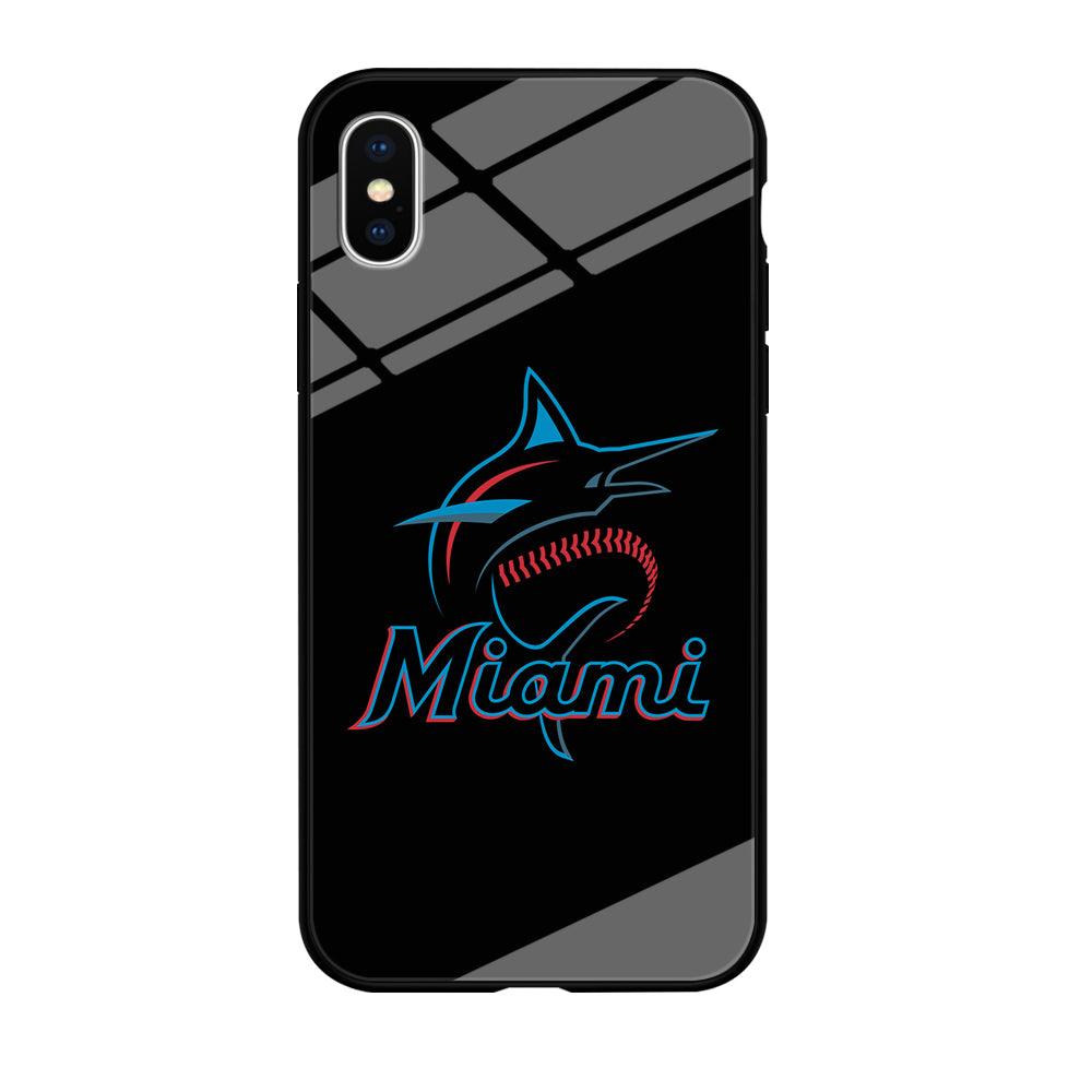 Baseball Miami Marlins MLB 001 iPhone Xs Case-Tempered Glass Case-Xtracase