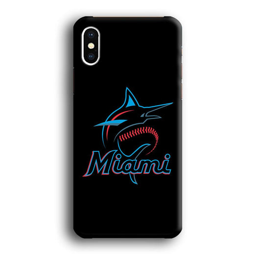Baseball Miami Marlins MLB 001 iPhone Xs Case-Plastic / Full Wrap (3D Case)-Xtracase