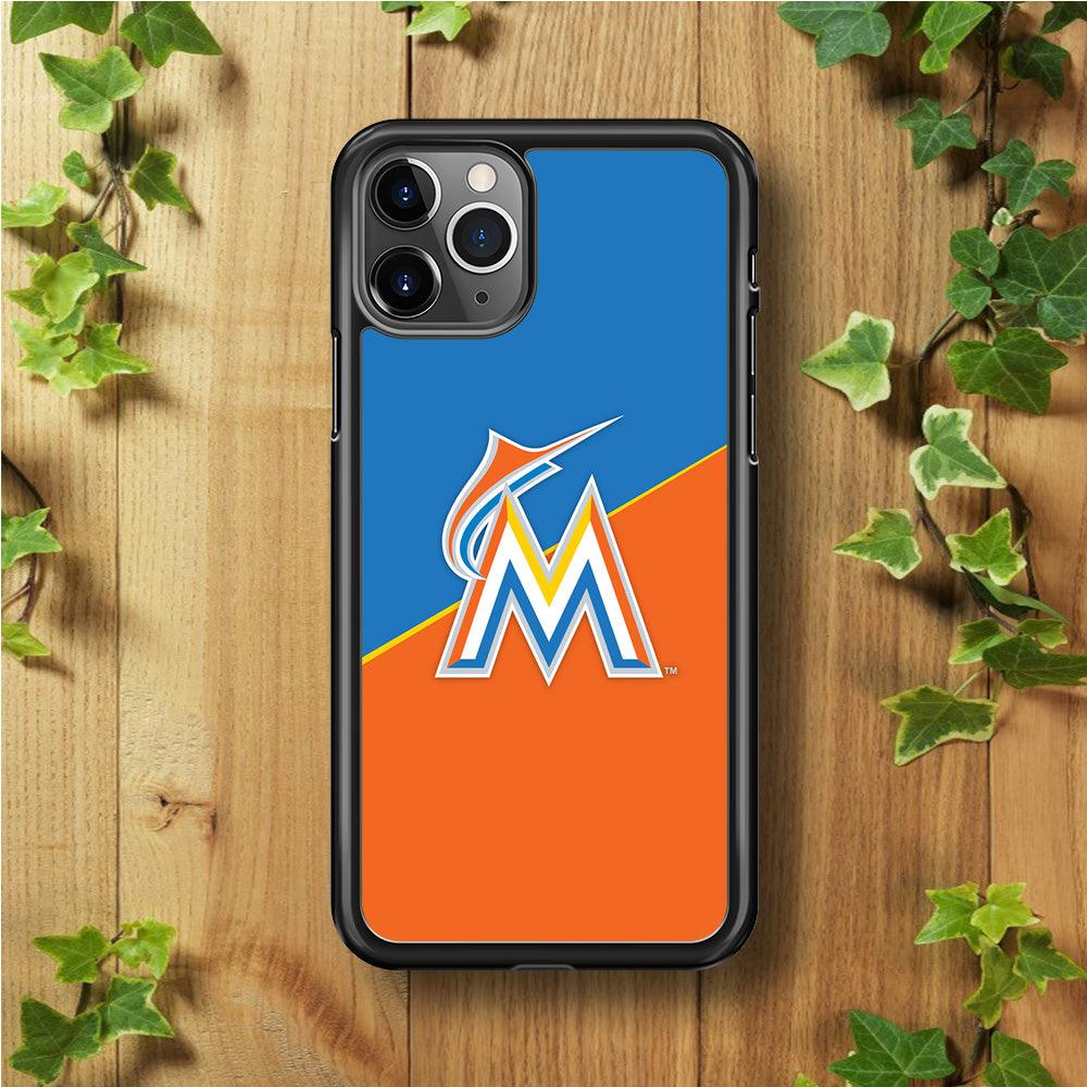 Baseball Miami Marlins MLB 002 iPhone 11 Pro Max Case-Rubber / Black (2D Case)-Xtracase
