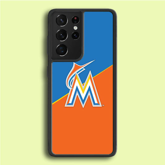 Baseball Miami Marlins MLB 002 Samsung Galaxy S21 Ultra Case-Rubber / White (2D Case)-Xtracase