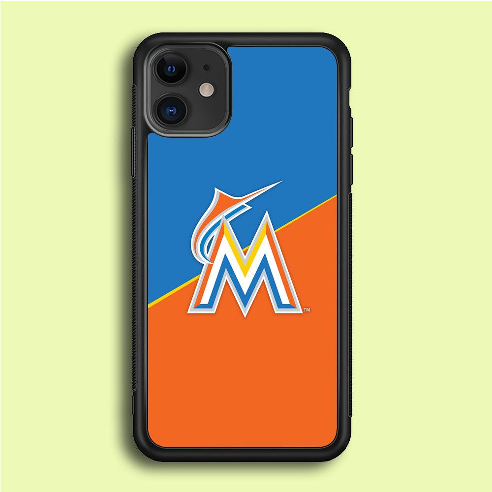 Baseball Miami Marlins MLB 002 iPhone 12 Case-Rubber / Black (2D Case)-Xtracase