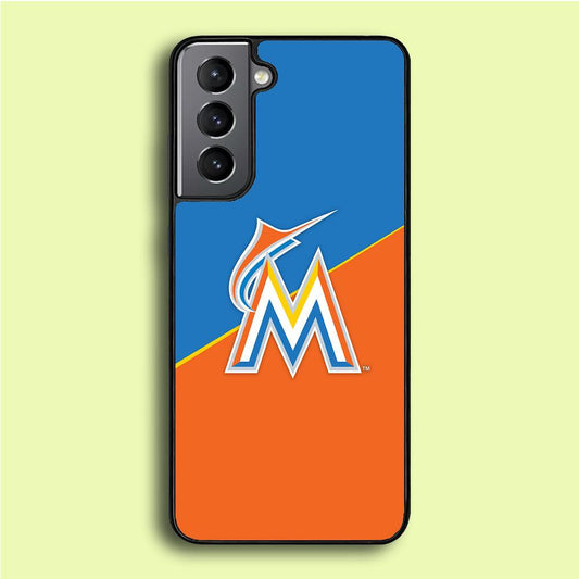 Baseball Miami Marlins MLB 002 Samsung Galaxy S21 Case-Rubber / White (2D Case)-Xtracase