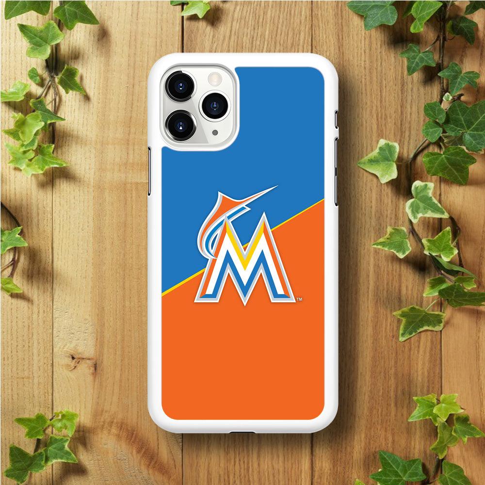 Baseball Miami Marlins MLB 002 iPhone 11 Pro Max Case-Rubber / White (2D Case)-Xtracase