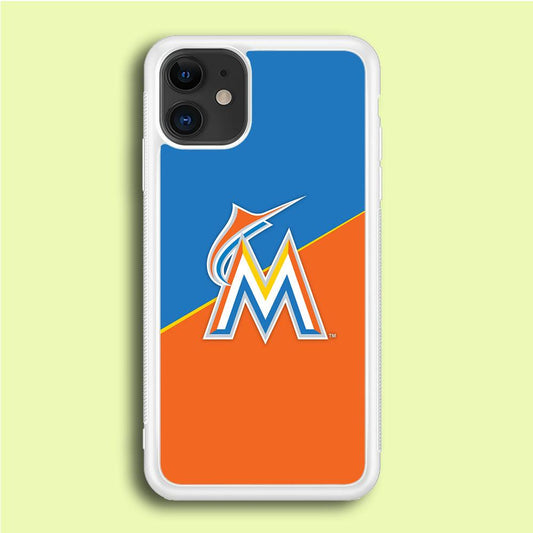 Baseball Miami Marlins MLB 002 iPhone 12 Case-Rubber / White (2D Case)-Xtracase