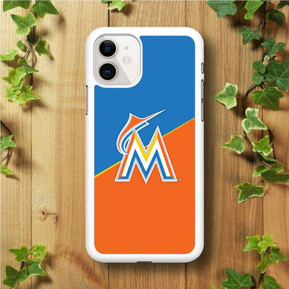 Baseball Miami Marlins MLB 002 iPhone 11 Case-Rubber / White (2D Case)-Xtracase