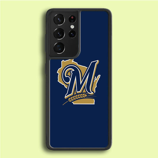 Baseball Milwaukee Brewers MLB 001 Samsung Galaxy S21 Ultra Case-Rubber / Black (2D Case)-Xtracase