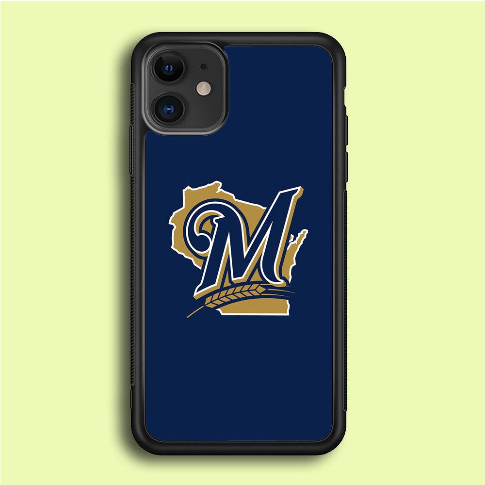 Baseball Milwaukee Brewers MLB 001 iPhone 12 Mini Case-Rubber / Black (2D Case)-Xtracase