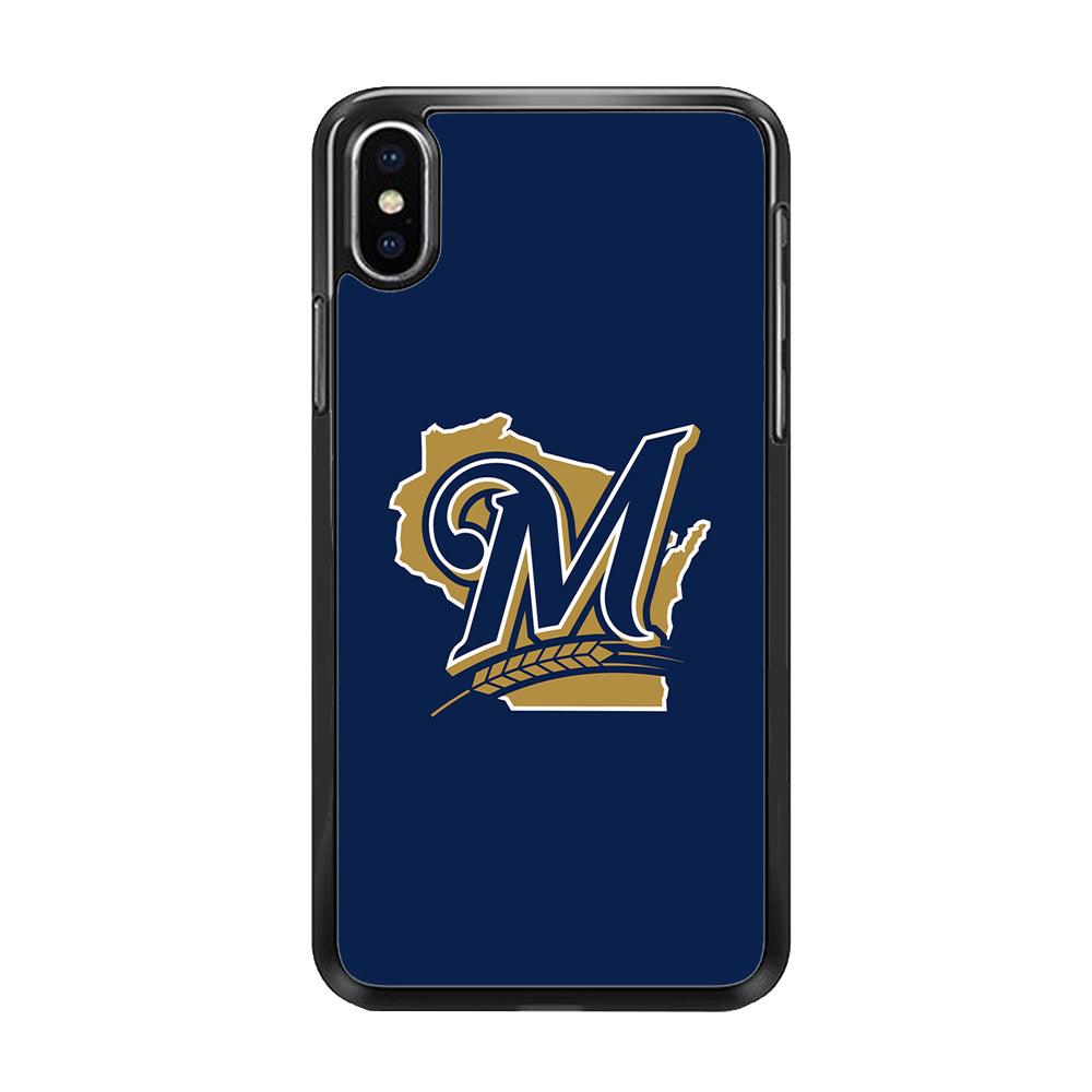 Baseball Milwaukee Brewers MLB 001 iPhone Xs Case-Rubber / Black (2D Case)-Xtracase