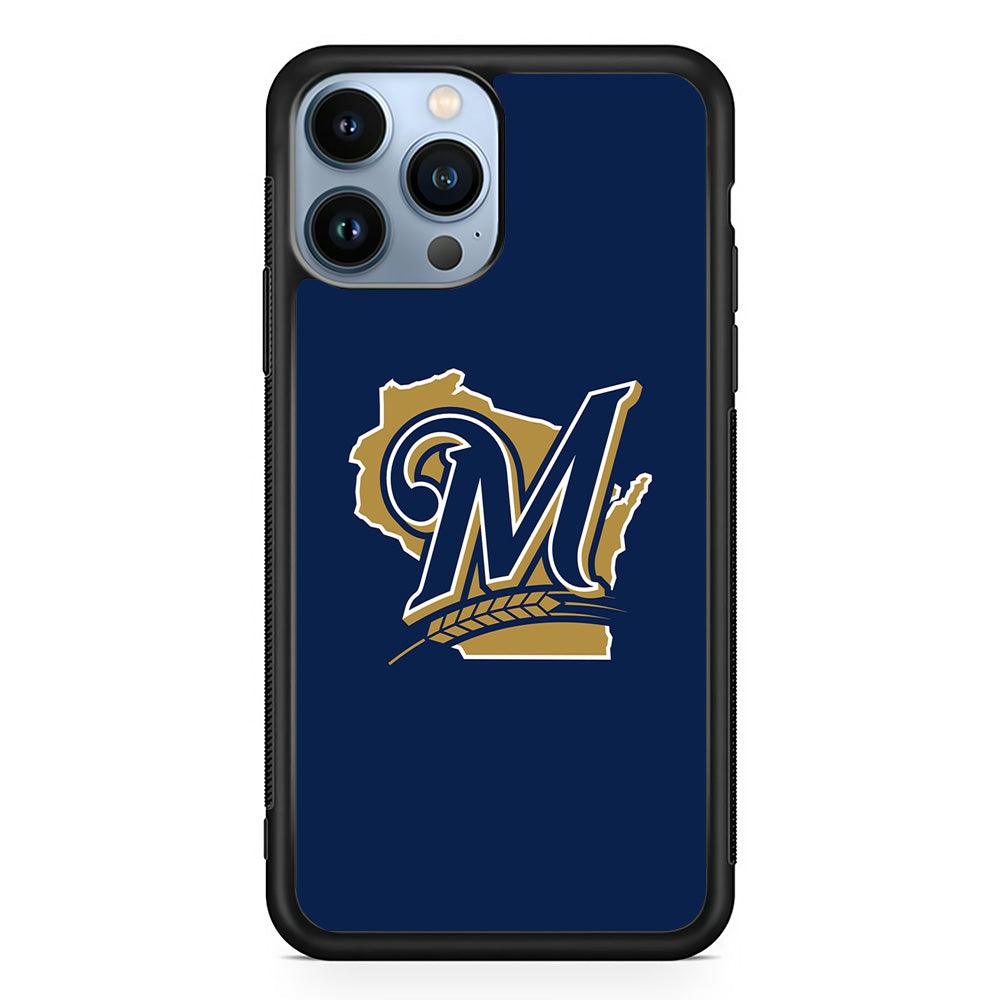 Baseball Milwaukee Brewers MLB 001 iPhone 13 Pro Max Case-Rubber / Black (2D Case)-Xtracase